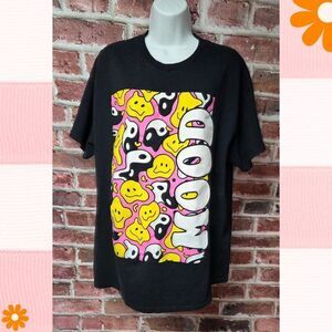 Popular Poison Psychedelic MOOD Smiley Graphic Tee Black – Unisex XL